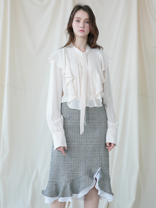 [Coett] Linen Check Skirt